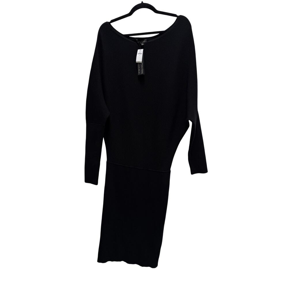 NWT Banana Republic Rib Knit Midi Dress Womens Medium Black Formal Whimsigoth